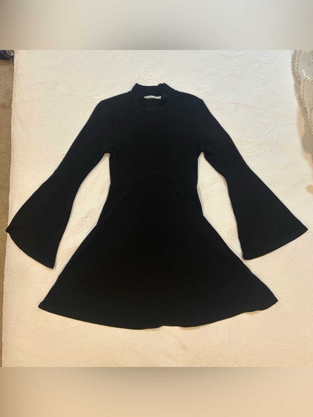 BCBGeneration Black Fit-and-Flare Long Sleeve Dress